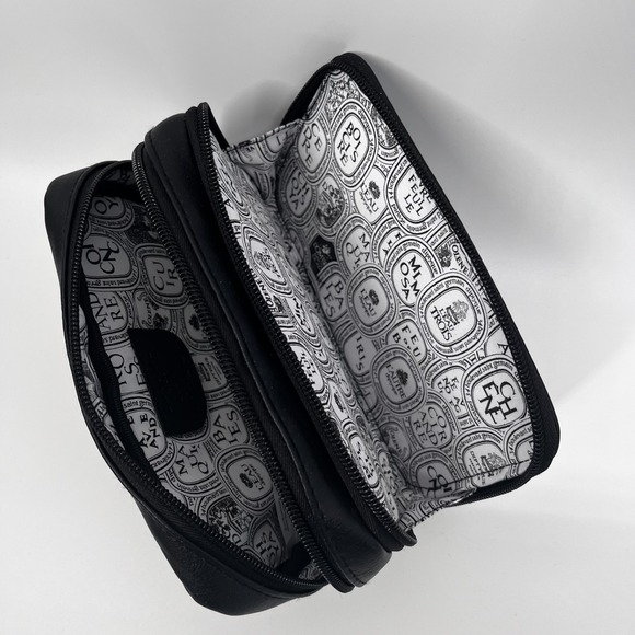 Diptyque Paris Qatar Airways Zippered Amenities Cosmetic Case Black 4.5" x 7 3/4 - Picture 4 of 10